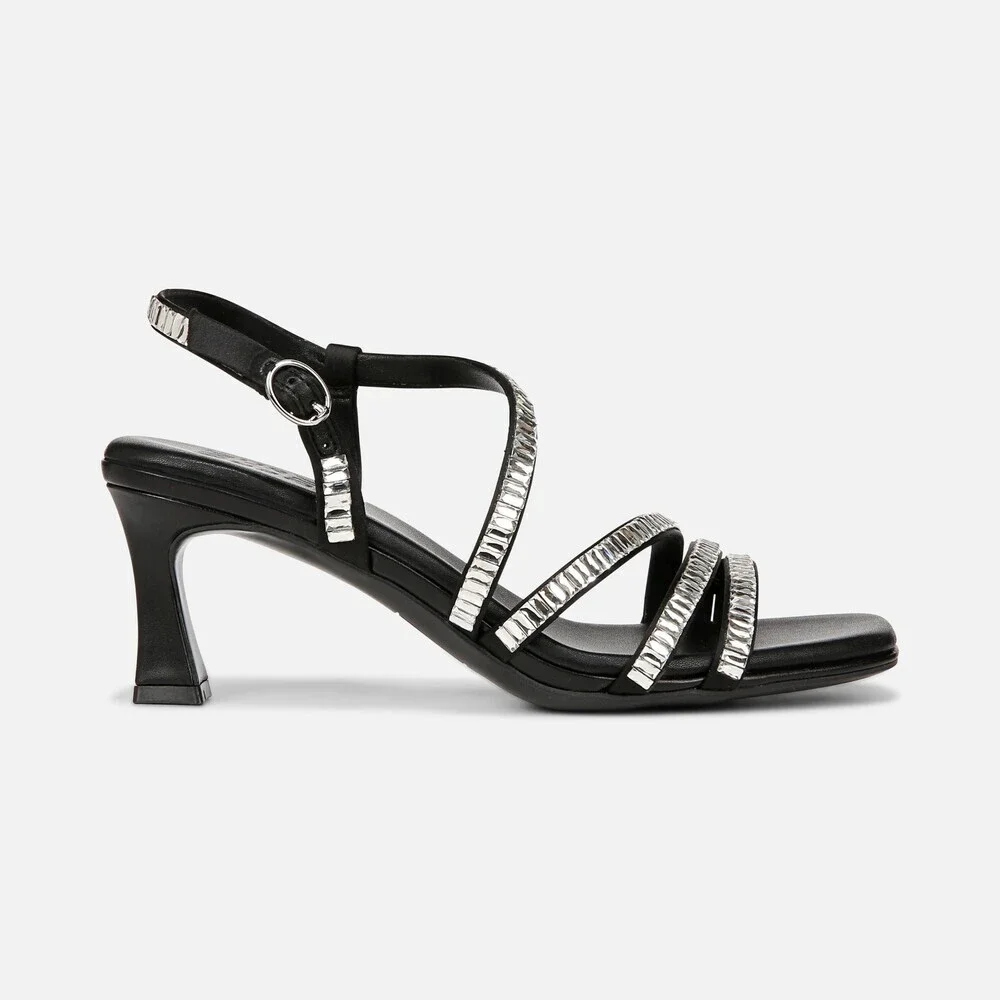 Naturalizer Galaxy 2 Sandals Womens US 6.5W Black Satin Slingback Strap GAL1919